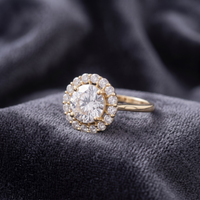 Classic Round Solitaire with CZ Halo Ring in 925 Sterling Silver