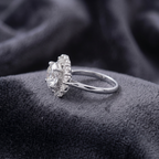 Classic Round Solitaire with CZ Halo Ring in 925 Sterling Silver