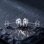 Signature Round Halo Solitaire Studs - 925 Sterling Silver