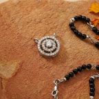 Round Solitaire Concentric Halo CZ Mangalsutra Pendant in 925 Sterling Silver