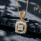 Square Cluster Halo Pendant | 925 Sterling Silver