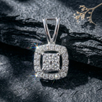 Square Cluster Halo Pendant | 925 Sterling Silver