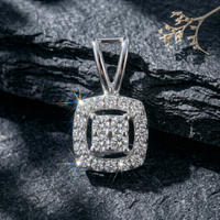 Square Cluster Halo Pendant | 925 Sterling Silver