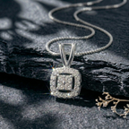 Square Cluster Halo Pendant | 925 Sterling Silver