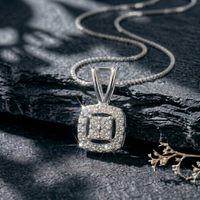 Square Cluster Halo Pendant | 925 Sterling Silver