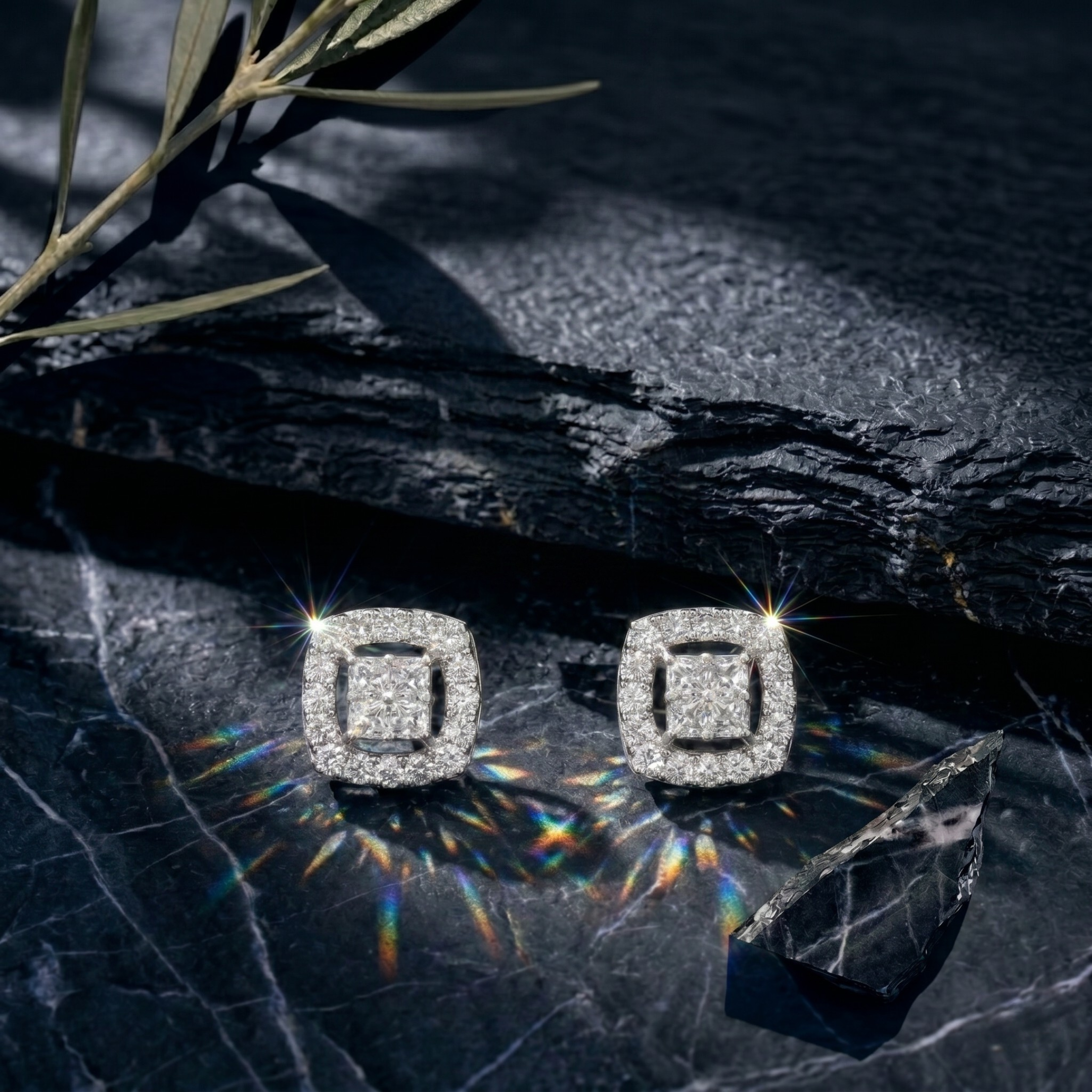Radiant Square Halo Cluster Pendant Set in 925 Sterling Silver