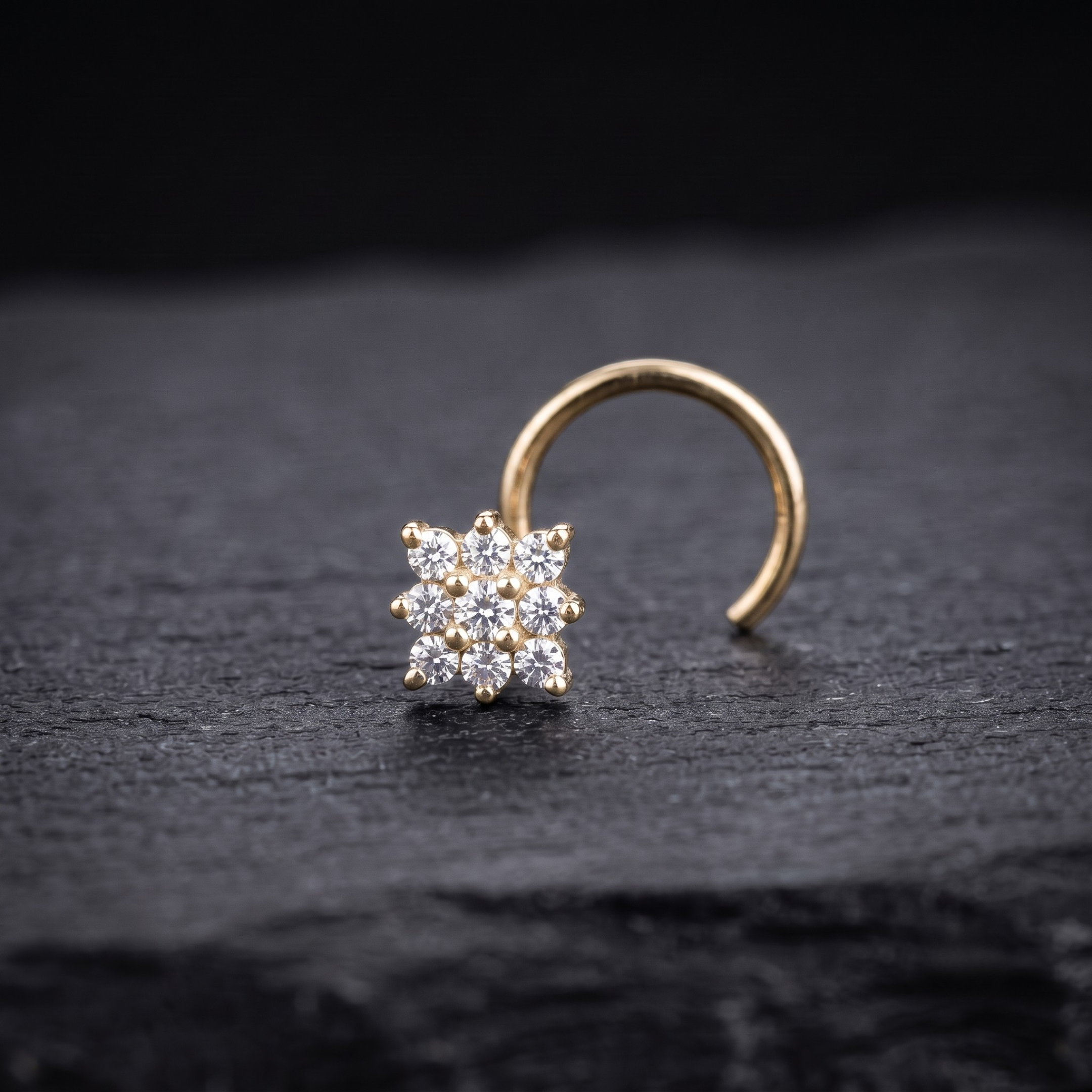 Square Cluster Nose Pin in 925 Sterling Silver