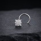 Square Cluster Nose Pin in 925 Sterling Silver