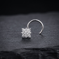 Square Cluster Nose Pin in 925 Sterling Silver