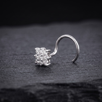 Square Cluster Nose Pin in 925 Sterling Silver