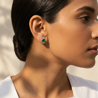 Timeless Square Emerald Studs - 925 Sterling Silver