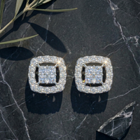 Structural Square Halo Studs - 925 Sterling Silver