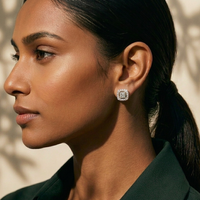 Structural Square Halo Studs - 925 Sterling Silver