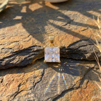 Modern Square Solitaire Pendant | 925 Sterling Silver