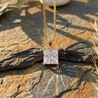 Modern Square Solitaire Pendant | 925 Sterling Silver