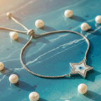 Star & Evil Eye Adjustable Bracelet in 925 Sterling Silver