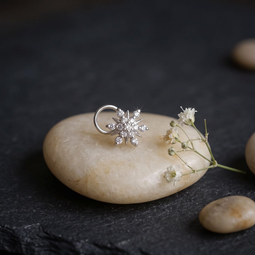Starburst Nose Pin in 925 Sterling Silver