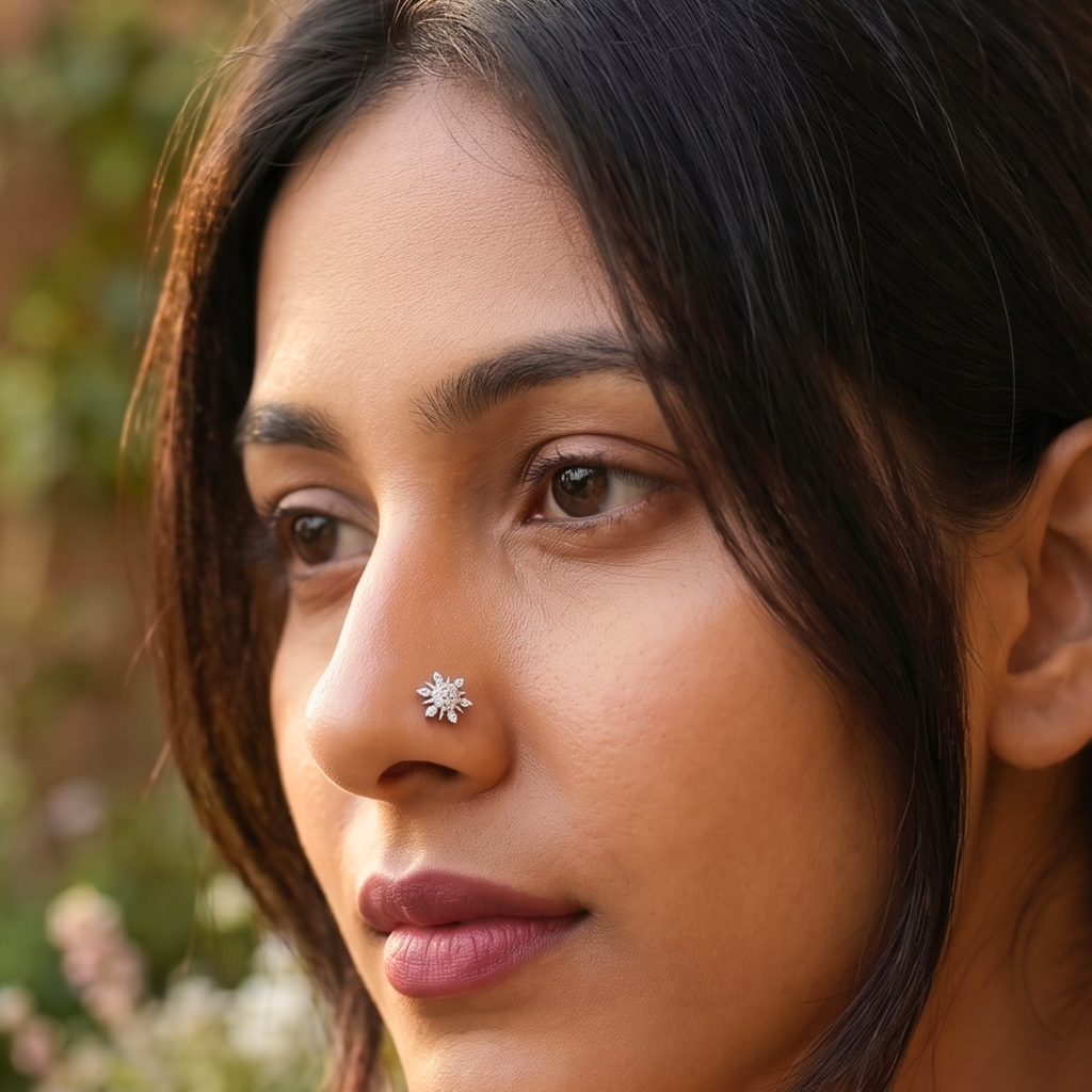 Starburst Nose Pin in 925 Sterling Silver