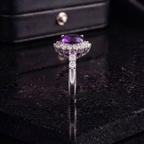 Amethyst Sunburst Ring in 925 Sterling Silver