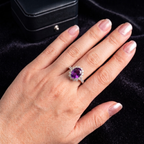 Amethyst Sunburst Ring in 925 Sterling Silver