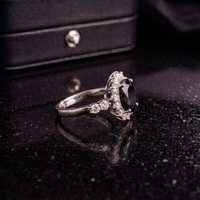 Black Onyx Sunburst Ring in 925 Sterling Silver