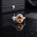 Citrine Sunburst Ring in 925 Sterling Silver