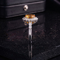 Citrine Sunburst Ring in 925 Sterling Silver