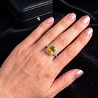 Citrine Sunburst Ring in 925 Sterling Silver