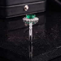 Emerald Green Sunburst Ring in 925 Sterling Silver