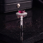 Ruby Red Sunburst Ring in 925 Sterling Silver