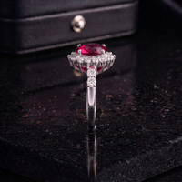 Ruby Red Sunburst Ring in 925 Sterling Silver