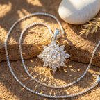 Radiant Sunburst Halo Pendant | 925 Sterling Silver