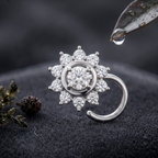 Sunburst Halo Nose Pin in 925 Sterling Silver