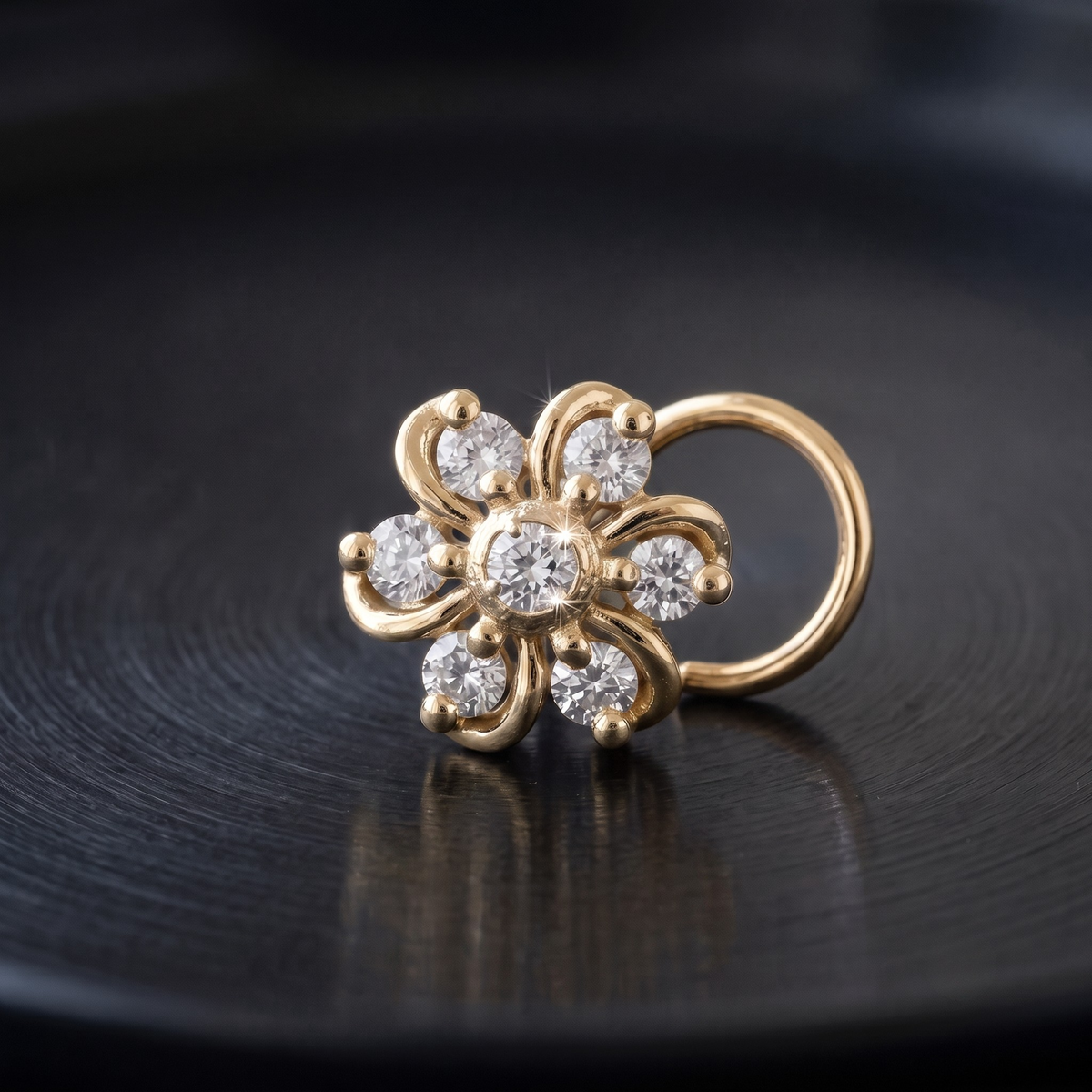 Swirling Petal Nose Pin in 925 Sterling Silver