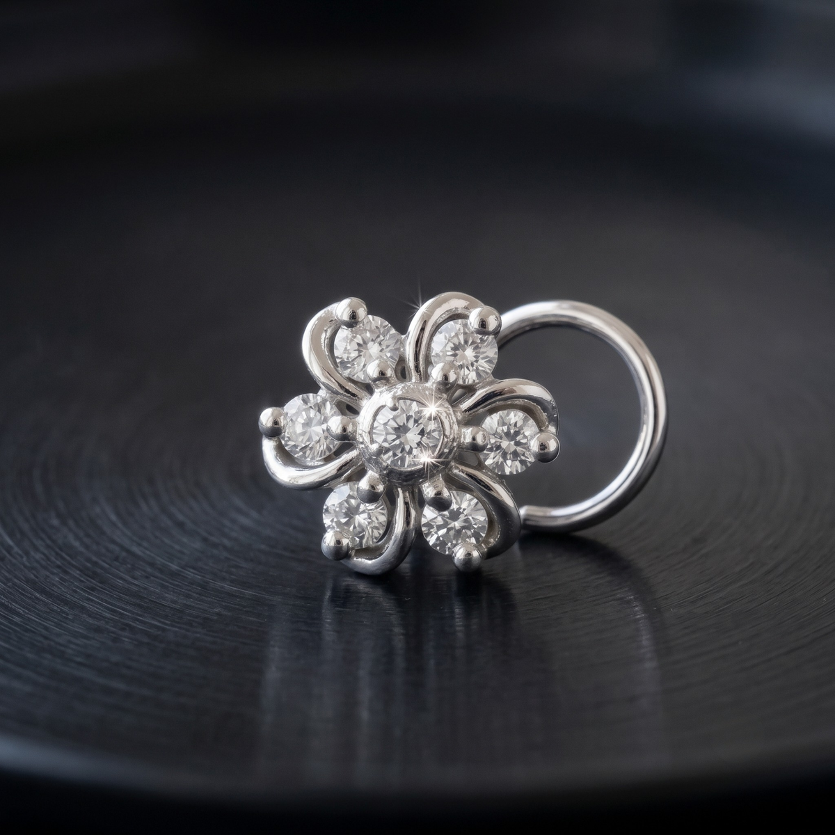 Swirling Petal Nose Pin in 925 Sterling Silver