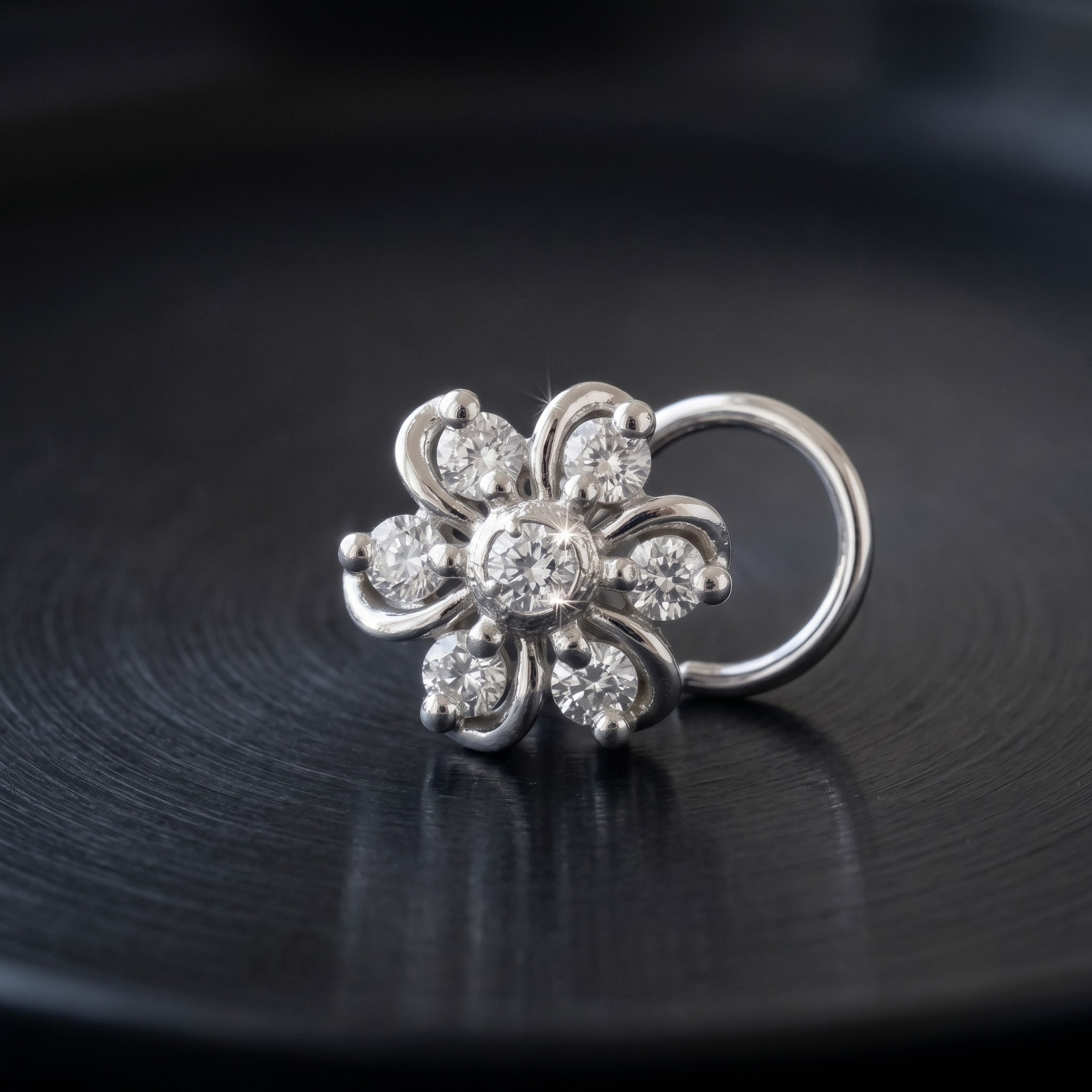 Swirling Petal Nose Pin in 925 Sterling Silver