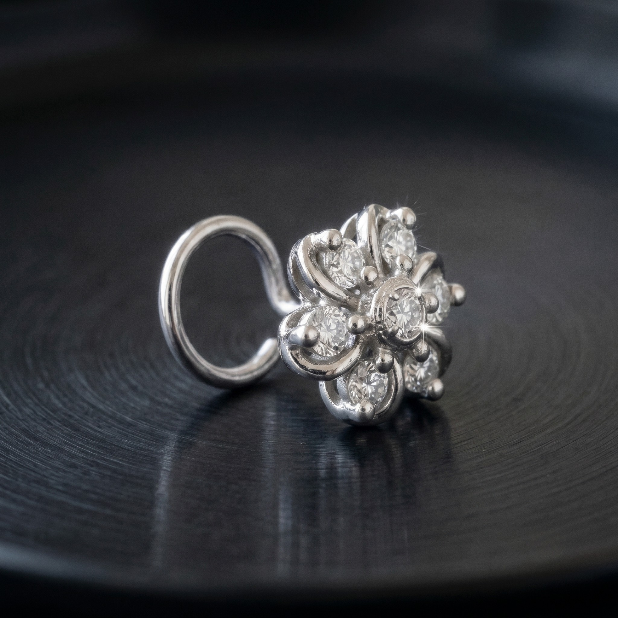 Swirling Petal Nose Pin in 925 Sterling Silver