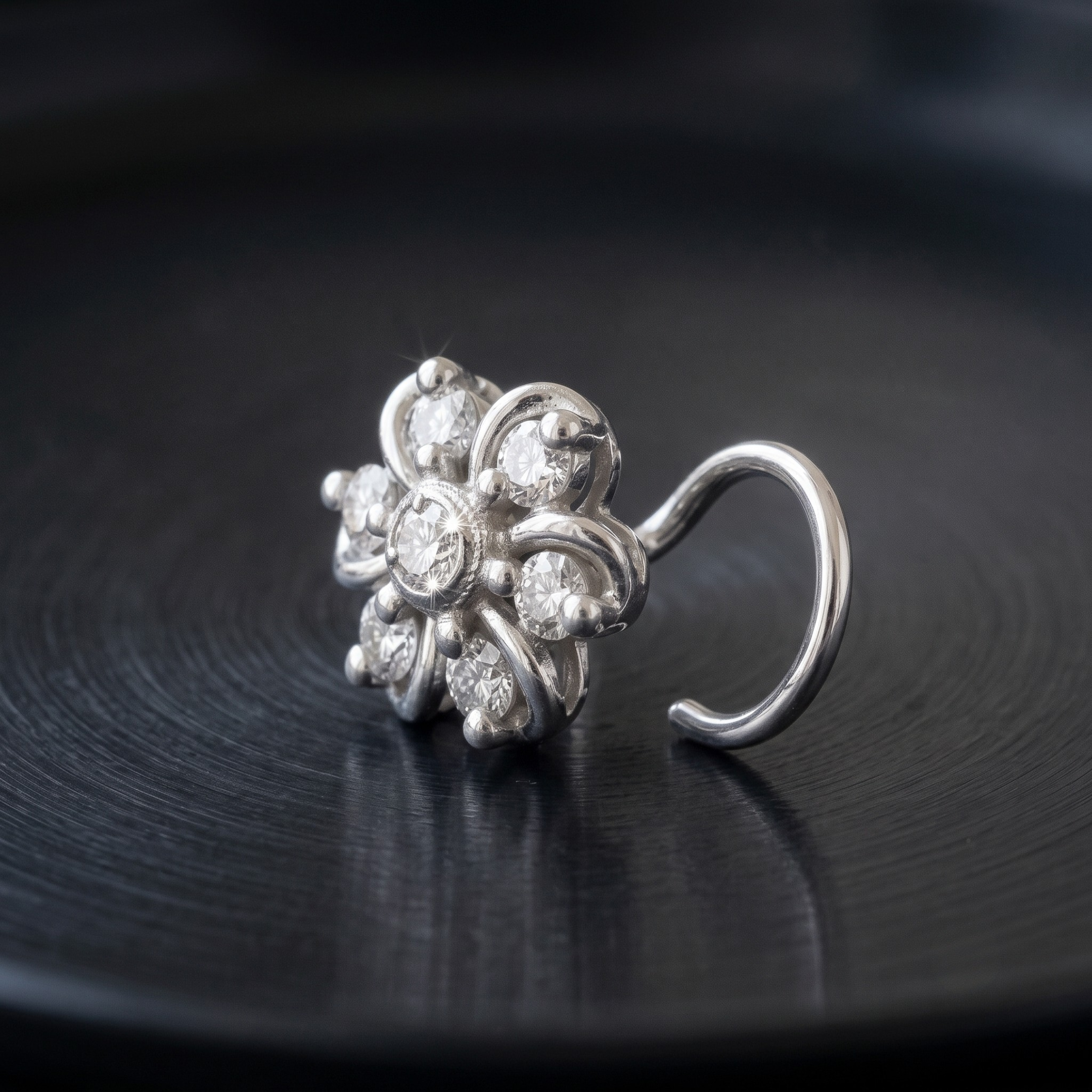 Swirling Petal Nose Pin in 925 Sterling Silver
