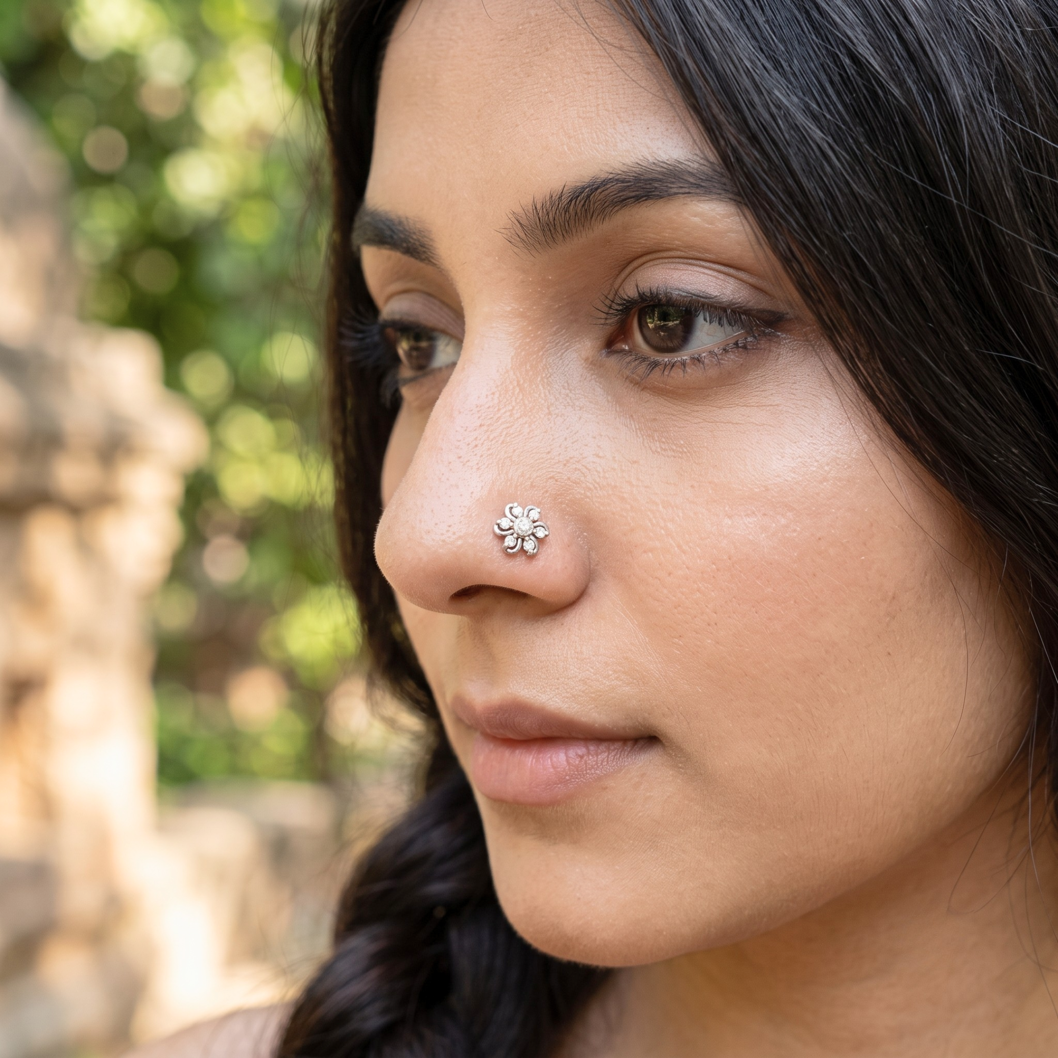 Swirling Petal Nose Pin in 925 Sterling Silver