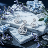 Teardrop Floral Pendant Set in 925 Sterling Silver