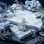 Teardrop Floral Pendant Set in 925 Sterling Silver