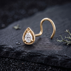 Teardrop Solitaire Nose Pin in 925 Sterling Silver