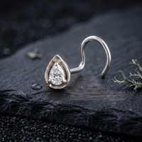 Teardrop Solitaire Nose Pin in 925 Sterling Silver