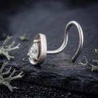 Teardrop Solitaire Nose Pin in 925 Sterling Silver