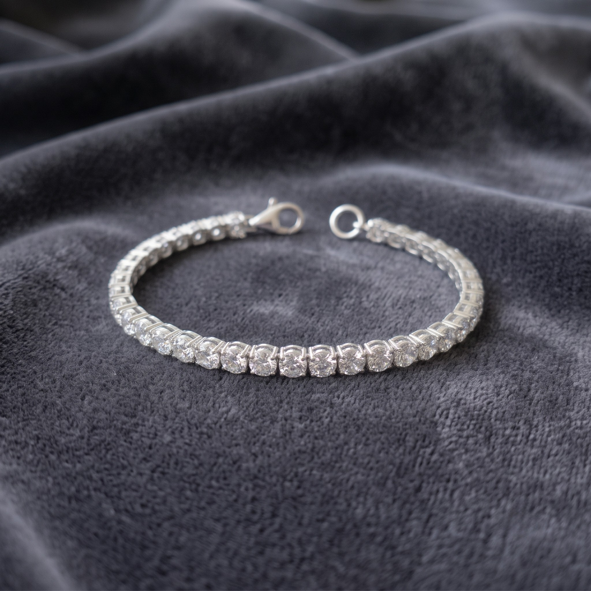 Classic Round CZ Tennis Bracelet in 925 Sterling Silver