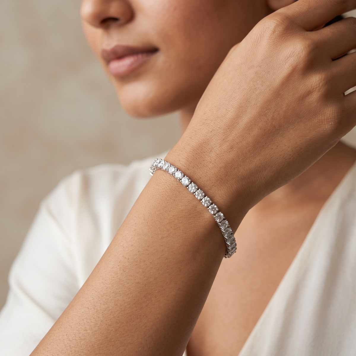 Classic Round CZ Tennis Bracelet in 925 Sterling Silver