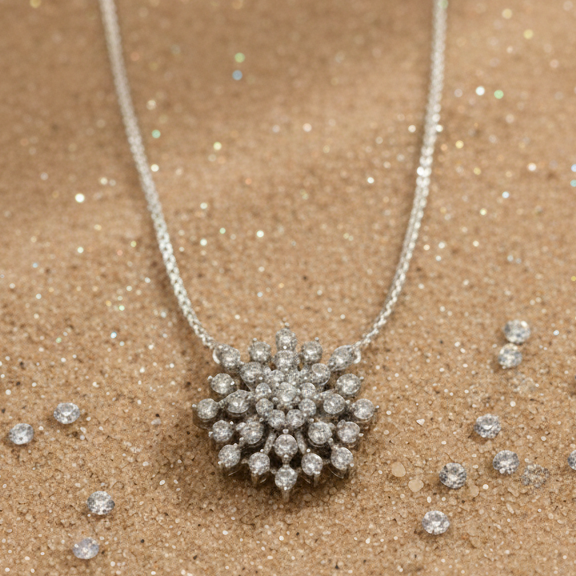 Round Cluster Halo CZ Pendant | 925 Sterling Silver