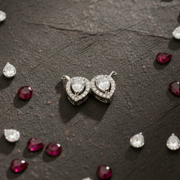 Dual Pear Halo CZ Pendant | 925 Sterling Silver