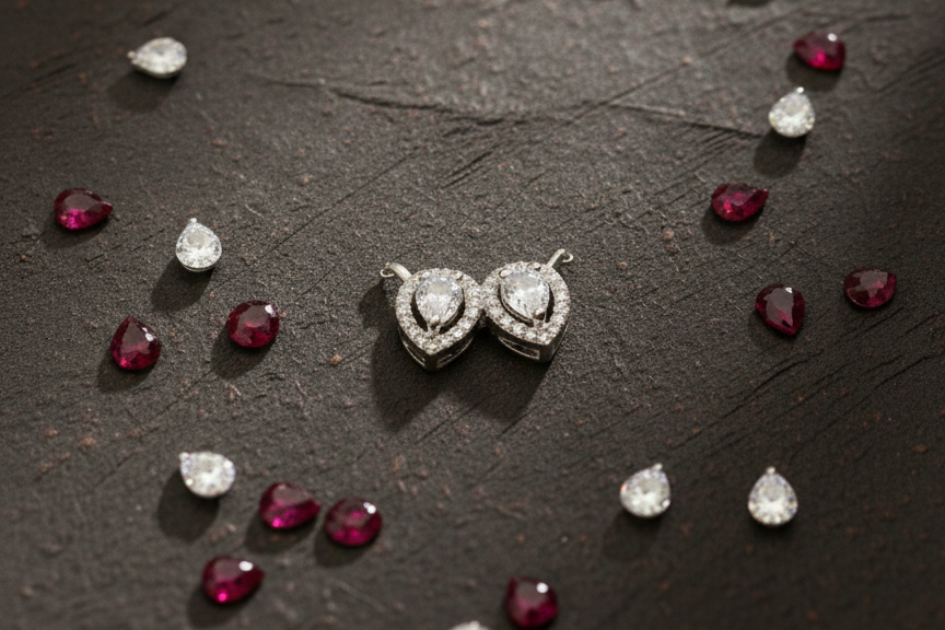 Dual Pear Halo CZ Pendant | 925 Sterling Silver