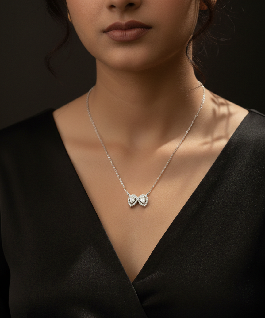 Dual Pear Halo CZ Pendant | 925 Sterling Silver